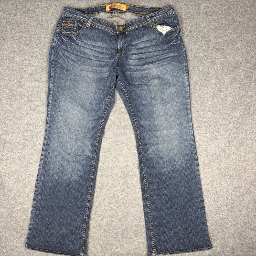 Apple Bottoms Jeans Womens 19/20 Blue Denim Embroidered Bootcut Y2K Vintage